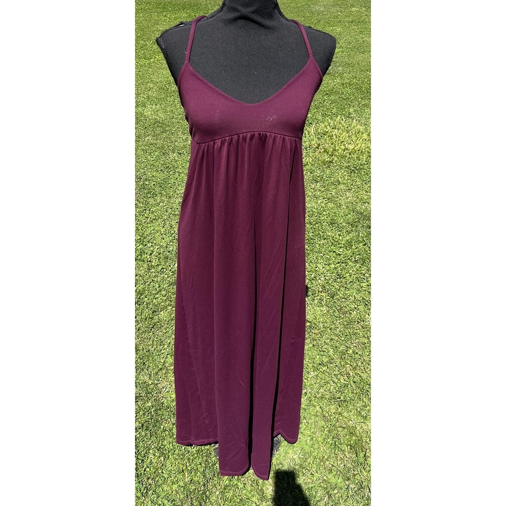 Susana Monaco Burgundy Maxi Dress M Criss Cross Back Empire Waist Stretch USA - Picture 4 of 7
